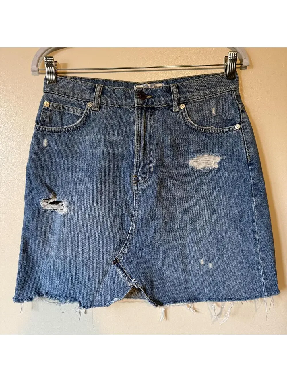 We The Free Free People Distressed Denim Mini Skirt Size 28